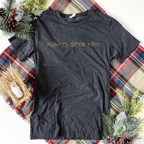 always seek him tee short sleeve holiday tee bella canvas 3001 814679