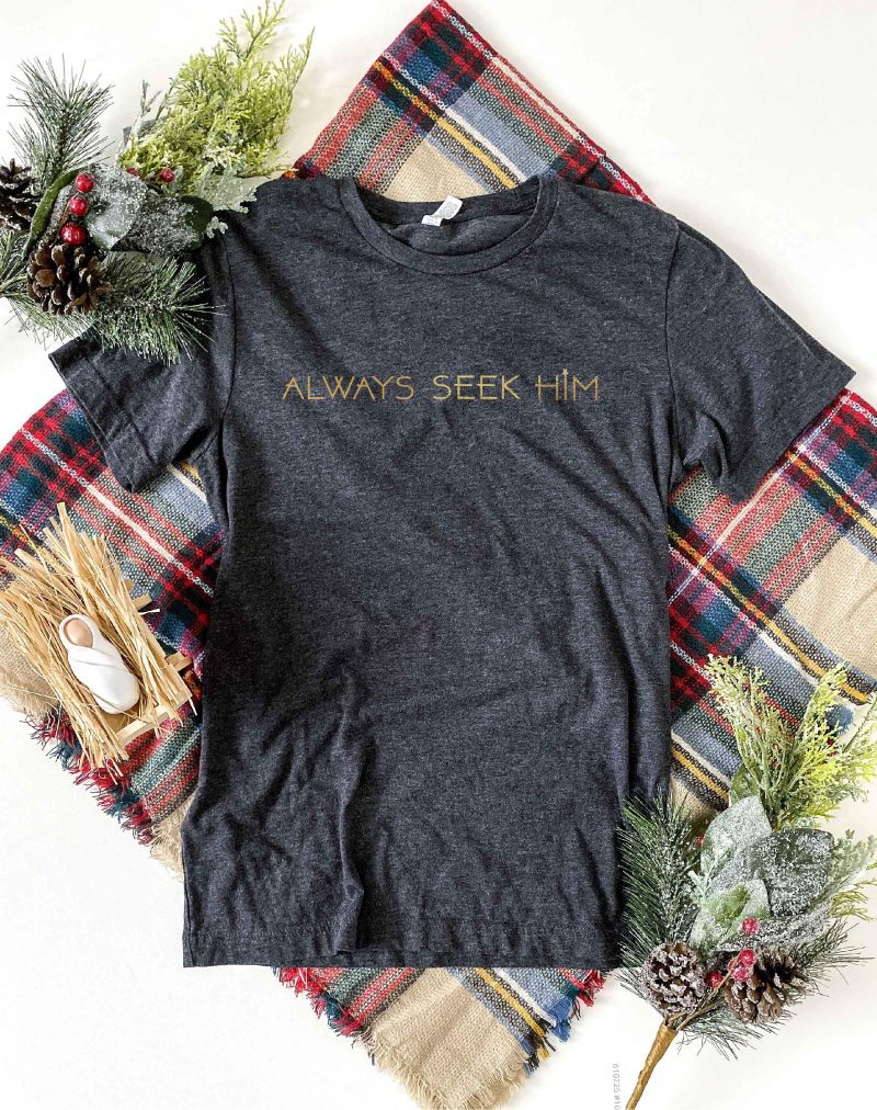 always seek him tee short sleeve holiday tee bella canvas 3001 814679