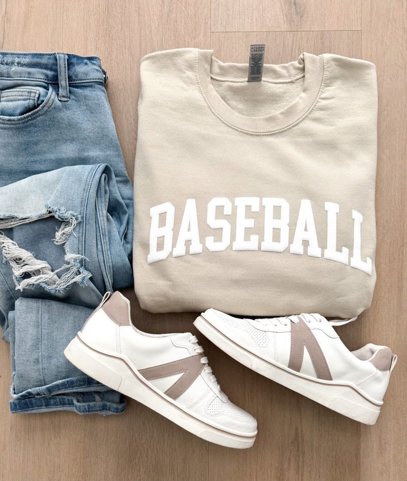 baseball puff print softstyle sweatshirt baseball gildan softstylesf000 590532