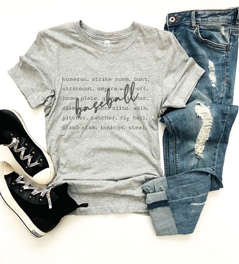 Baseball words tee Baseball sports Bella canvas 3001