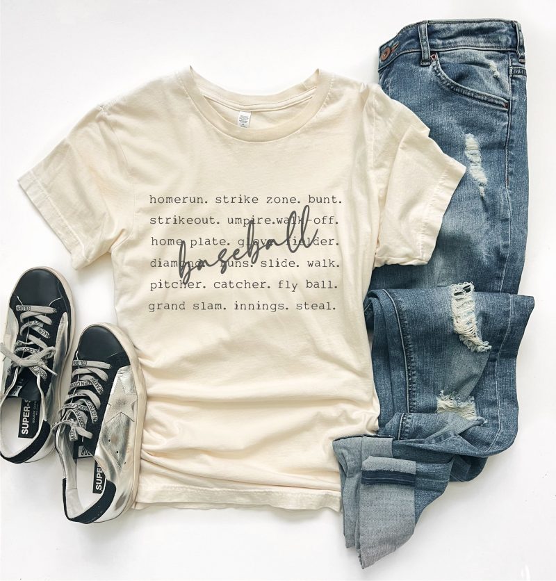 baseball words tee baseball sports bella canvas 3001 923108