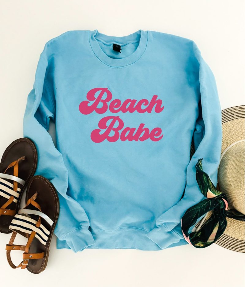 Beach babe fleece sweatshirt Vacay mode sweatshirt Tultex fleece 340 Cantaloupe