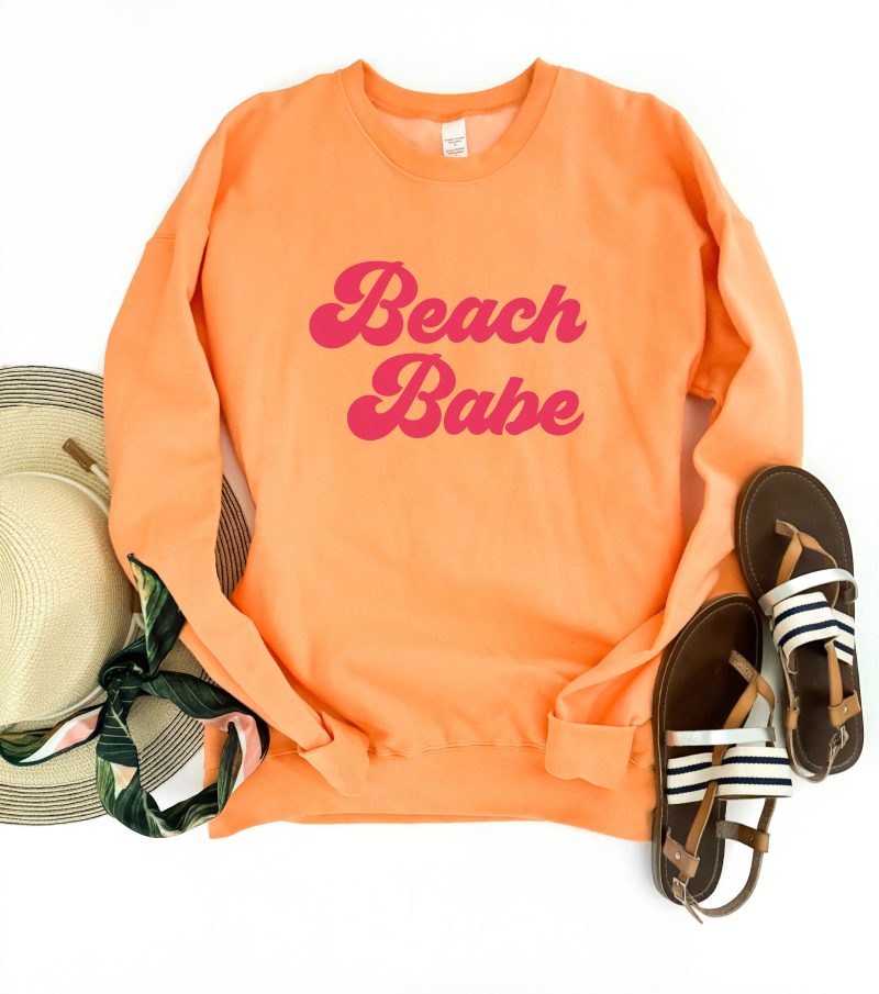 beach babe fleece sweatshirt vacay mode sweatshirt tultex fleece 340 cantaloupe 803302