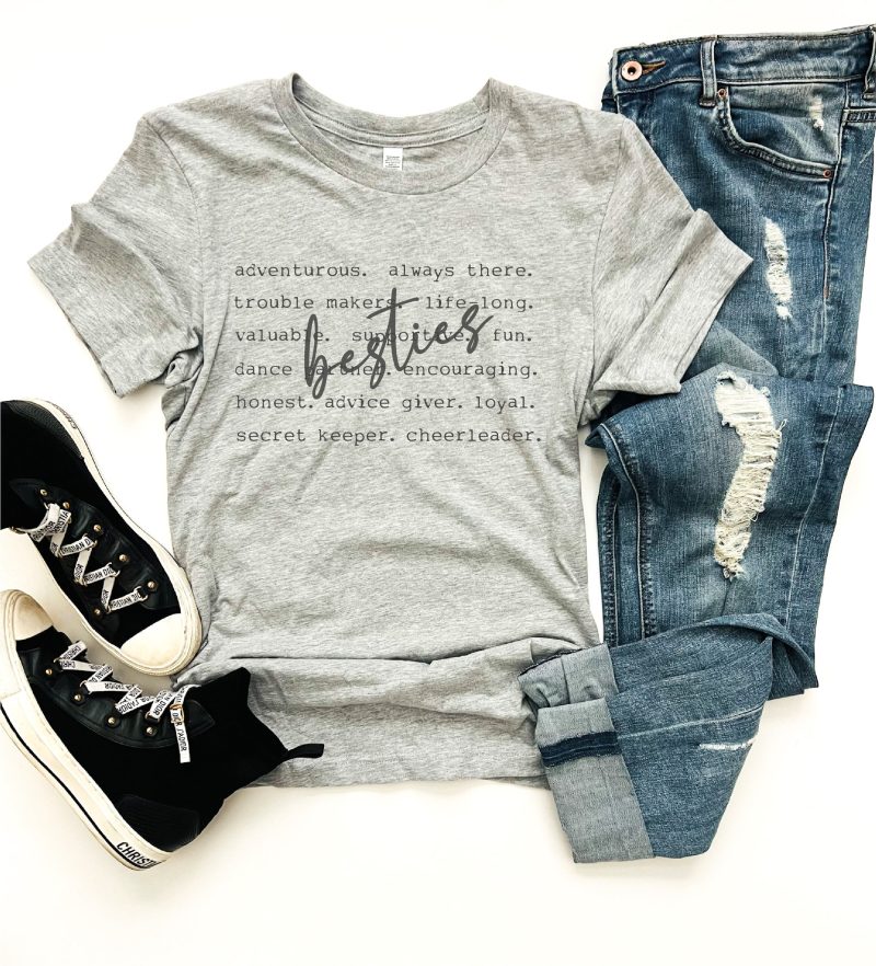 Besties words tee words Bella canvas 3001