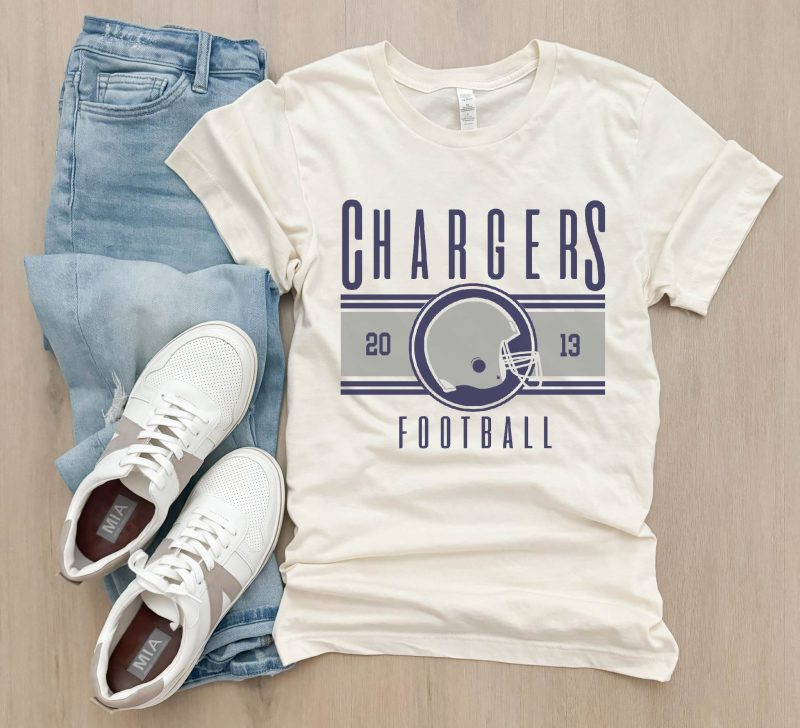 chargersfootballhelmetlogocreamtee