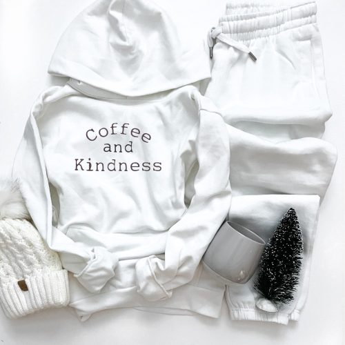 coffee and kindness fleece hoodie holiday french terry raglan lane seven premium fleece hoodie 706302