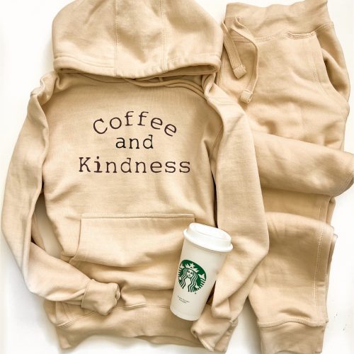 Coffee and kindness fleece hoodie Holiday French Terry raglan Lane seven premium fleece hoodie XS Sandshell