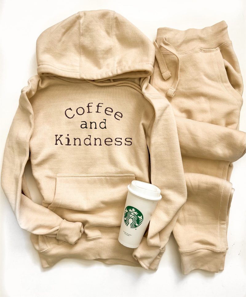 Coffee and kindness fleece hoodie Holiday French Terry raglan Lane seven premium fleece hoodie XS Sandshell