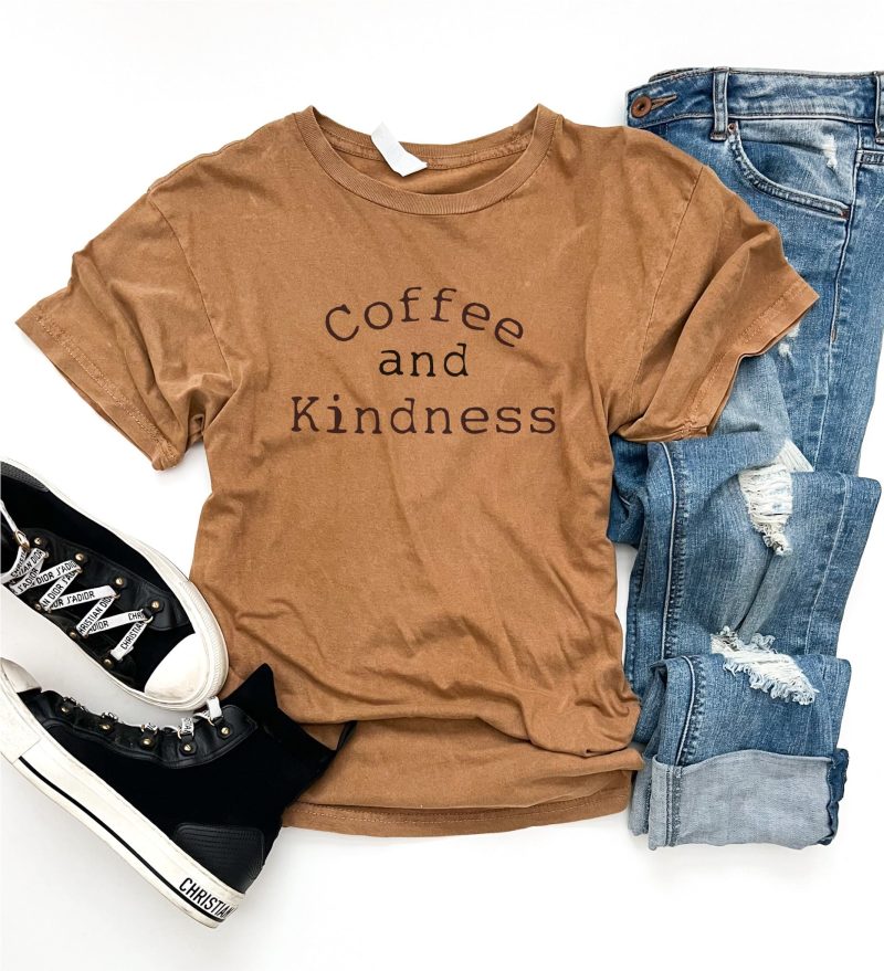 coffee and kindness vintage wash tee short sleeve miscellaneous tee lane 7 15004 camel 311408