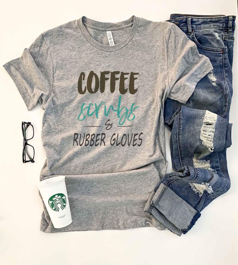 coffee scrubs and rubber gloves tee short sleeve healthcare tee bella canvas 3001 408115