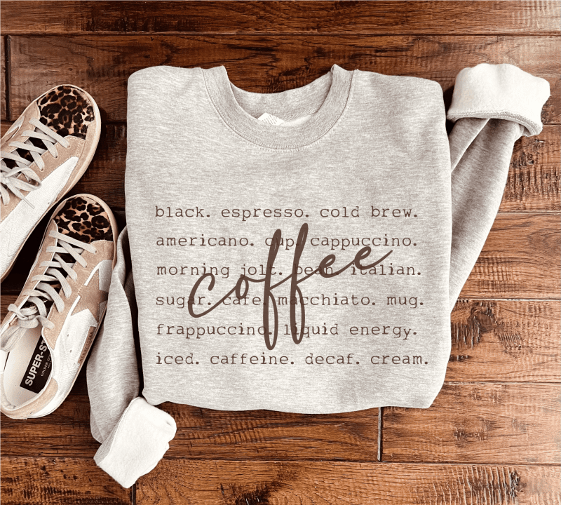 coffee words basic sweatshirt coffee gildan 18000 sweatshirt 425796