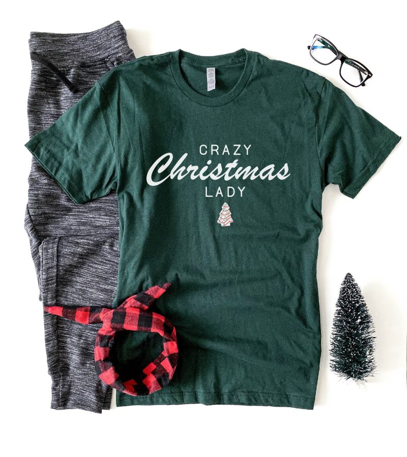 crazy christmas lady tee short sleeve holiday tee bella canvas 3001 347220