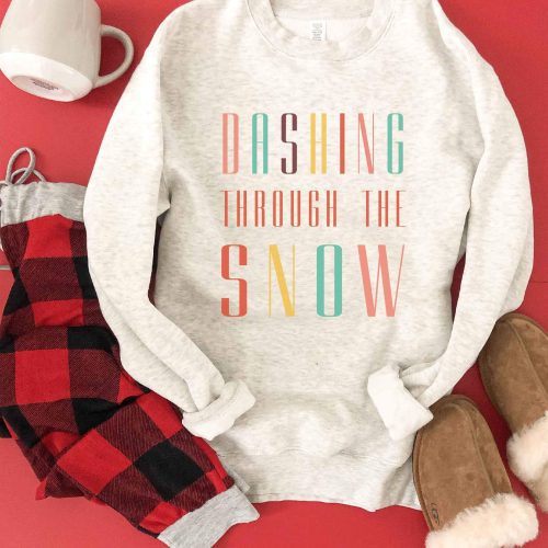 Dashing through the snow fleece sweatshirt Holiday French Terry raglan Lane seven and cotton heritage French Terry raglans