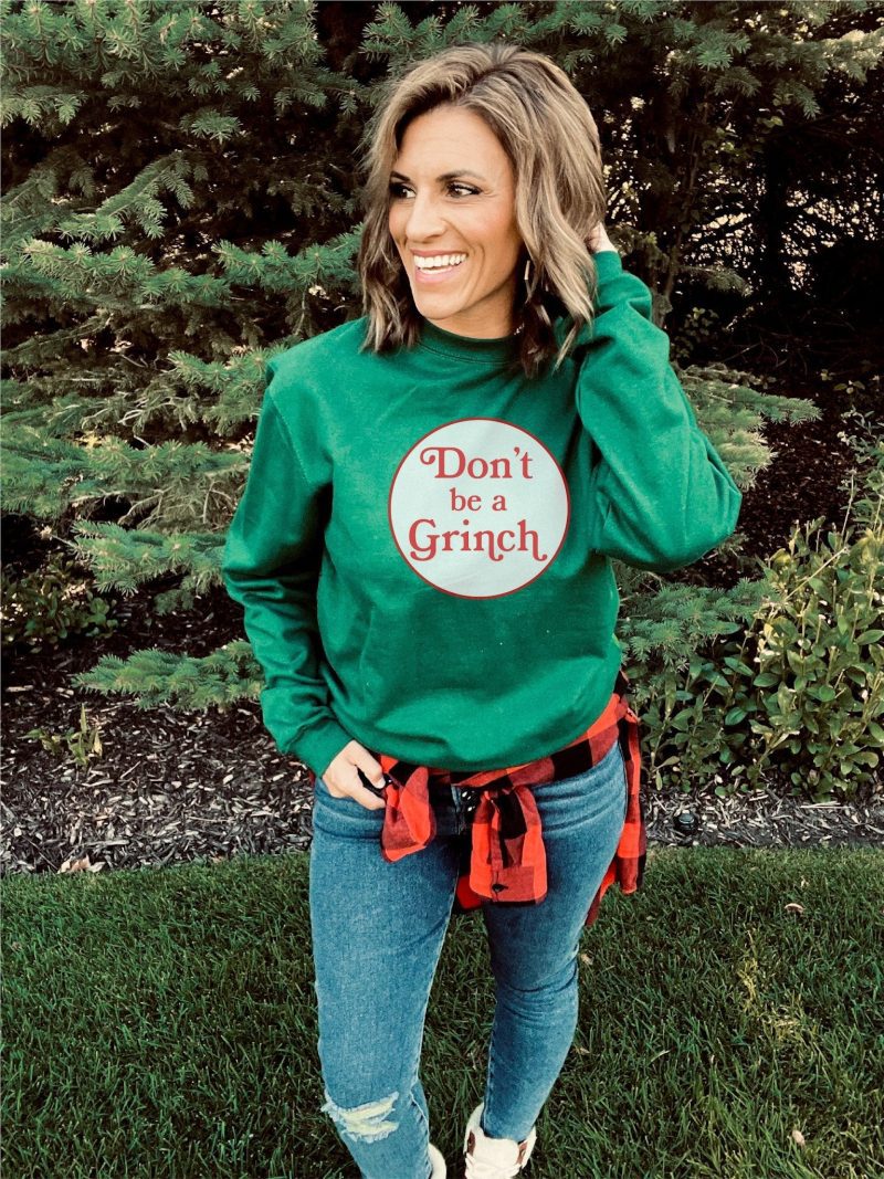 Don't be a grinch sweatshirt Holiday French Terry raglan Independent Trading company lightweight sweatshirt