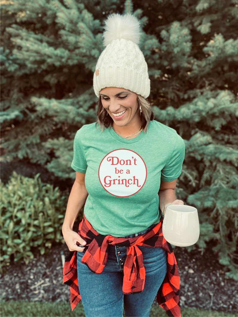 dont be a grinch tee short sleeve holiday tee bella canvas 3001 grass green 177434