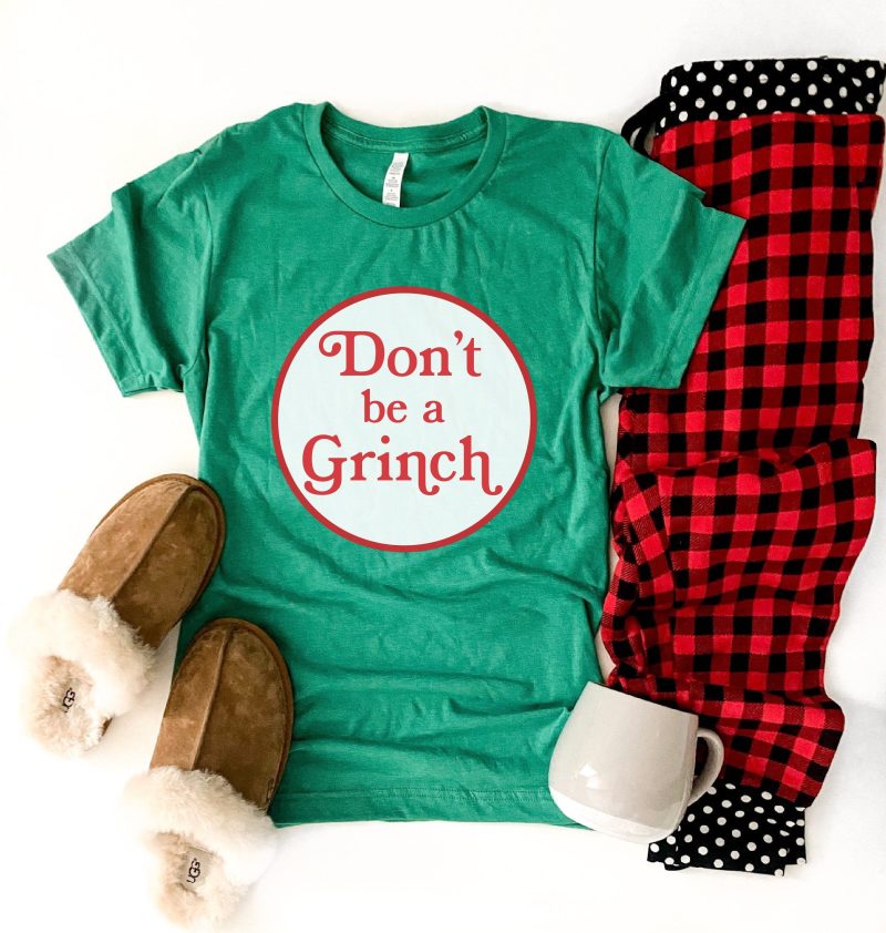 dont be a grinch tee short sleeve holiday tee bella canvas 3001 grass green 756819