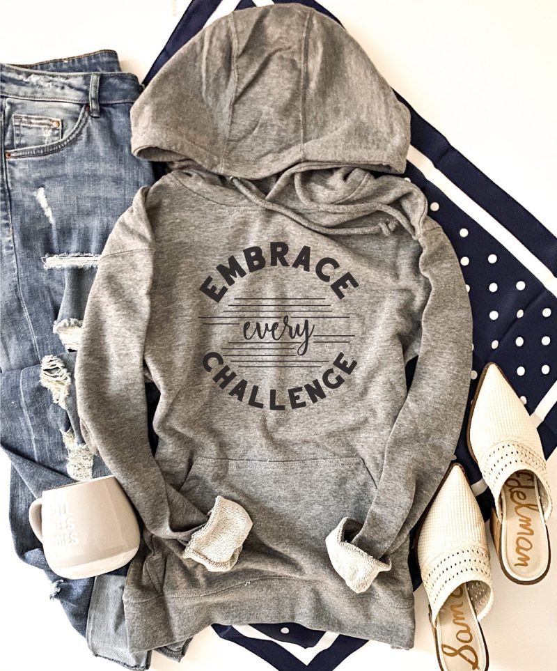 Embrace every challenge french terry hoodie Fall French Terry hoodie Lane seven and cotton heritage French Terry raglans XS Heather grey