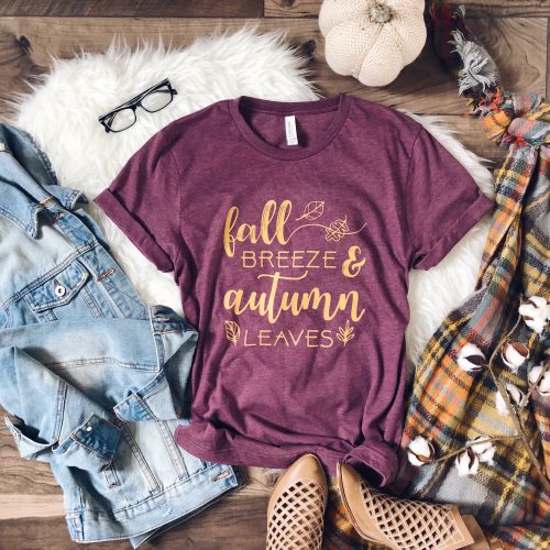 fall breeze short sleeve fall tee bella canvas 3001 heather maroon 161206