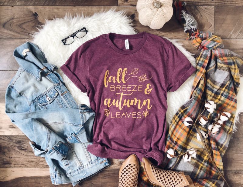 fall breeze short sleeve fall tee bella canvas 3001 heather maroon 161206