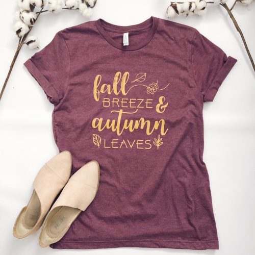 fall breeze short sleeve fall tee bella canvas 3001 heather maroon 513063