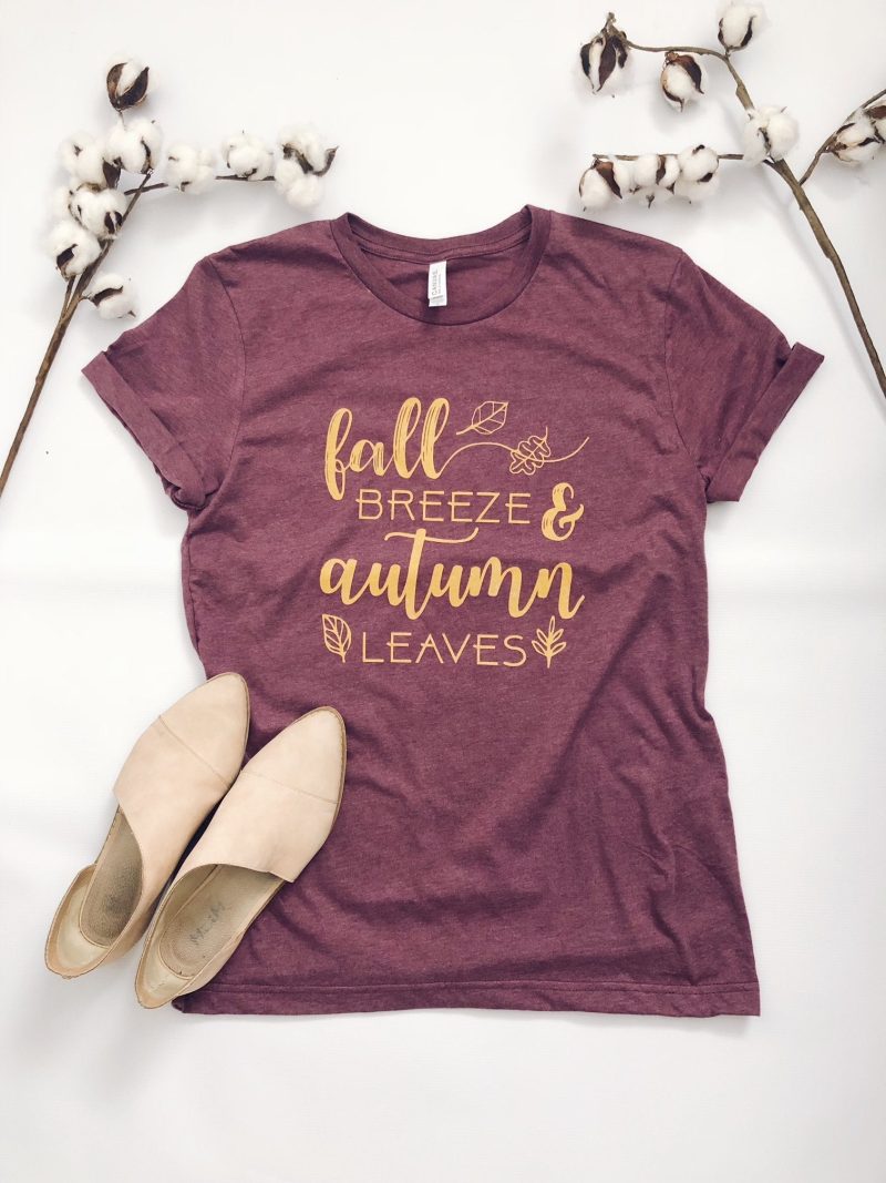 fall breeze short sleeve fall tee bella canvas 3001 heather maroon 513063