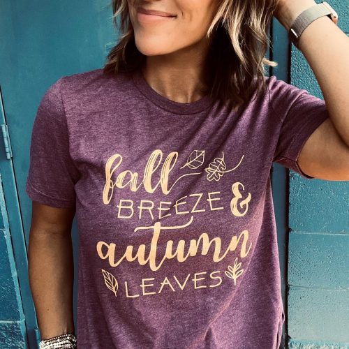 Fall Breeze tee Short sleeve fall tee Bella canvas 3001 heather maroon