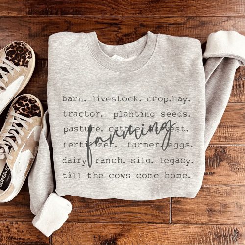 Farming words basic sweatshirt Sports collection Gildan 18000 sweatshirt