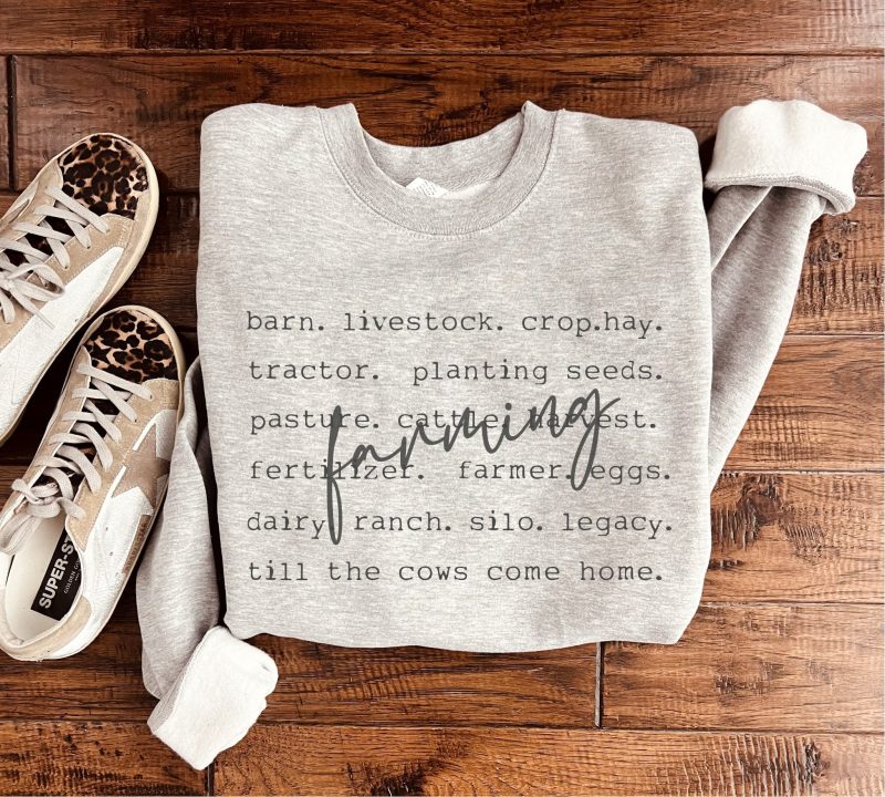 Farming words basic sweatshirt Sports collection Gildan 18000 sweatshirt