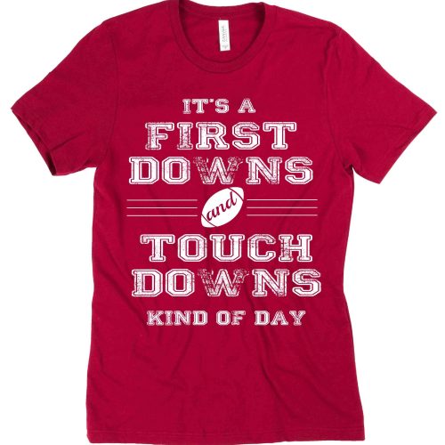 First Downs and Touchdowns Short sleeve football tee Bella canvas and Next Level XS Cardinal red(OU) 