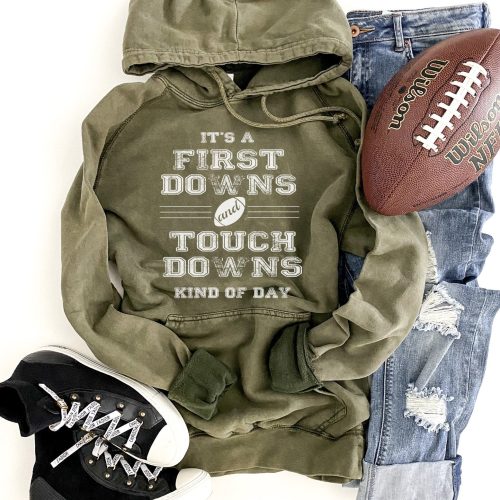 First downs and touchdowns unisex vintage wash hoodie Football hoodie Lane Seven vintage hoodie 