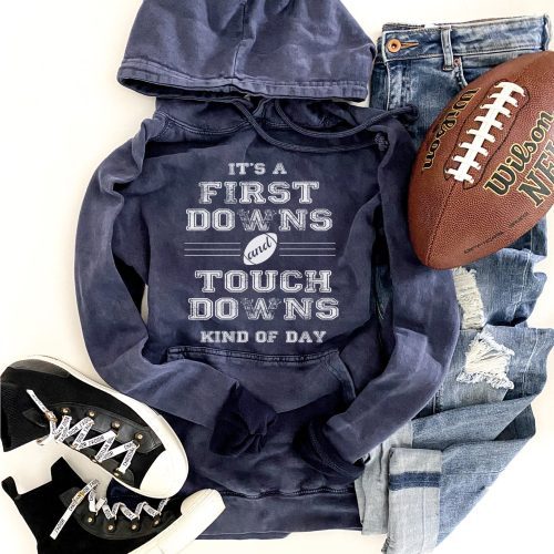 First downs and touchdowns unisex vintage wash hoodie Football hoodie Lane Seven vintage hoodie 