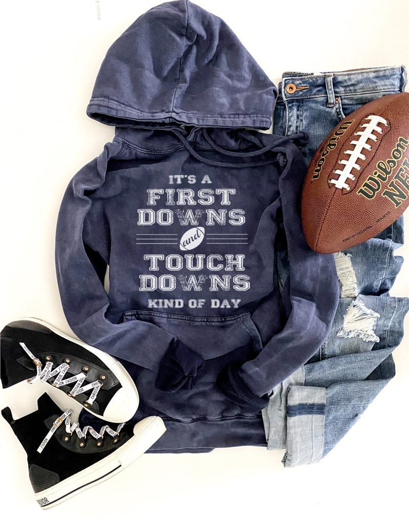 First downs and touchdowns unisex vintage wash hoodie Football hoodie Lane Seven vintage hoodie