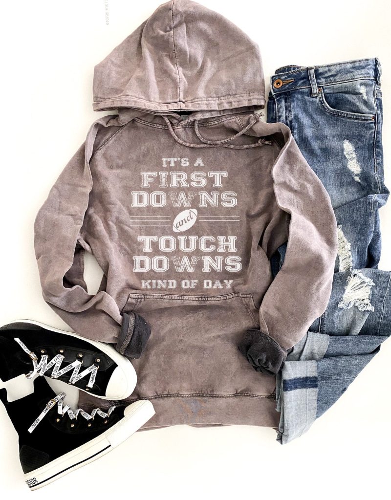 First downs and touchdowns unisex vintage wash hoodie Football hoodie Lane Seven vintage hoodie