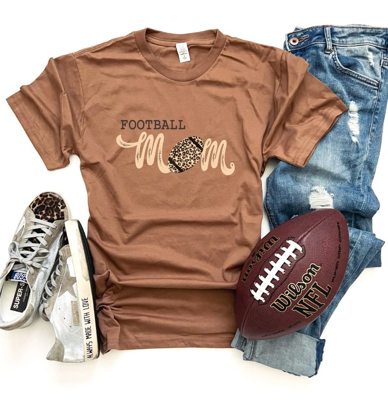 football mama tee short sleeve football tee bella canvas 3001 cool grey and sand 316762