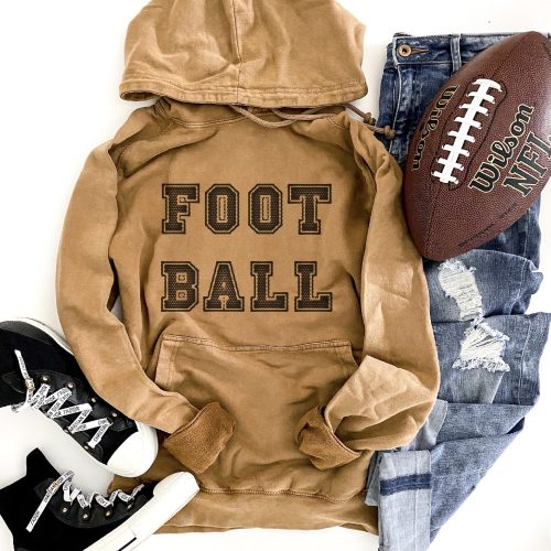 Football unisex vintage wash hoodie Football hoodie Lane Seven vintage hoodie XS Vintage camel