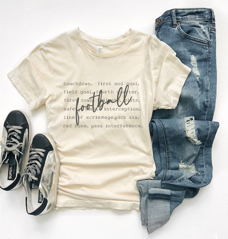 Football words tee Short sleeve football tee Bella canvas 3001