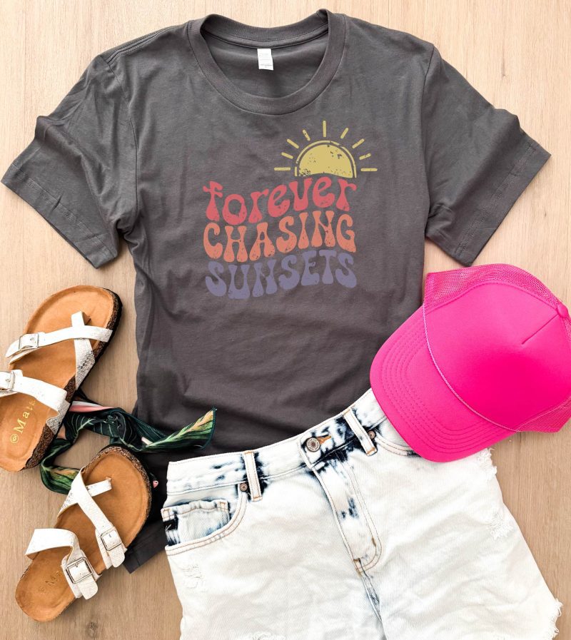 forever chasing sunsets tee vacay bella canvas 3001 940925