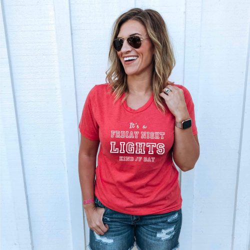 Friday night lights tee Short sleeve football tee Bella canvas and Next Level M Heather red 