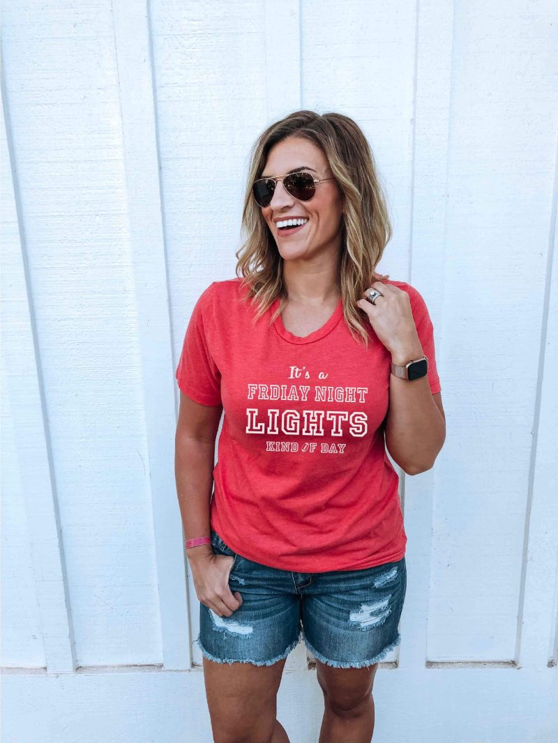 Friday night lights tee Short sleeve football tee Bella canvas and Next Level M Heather red