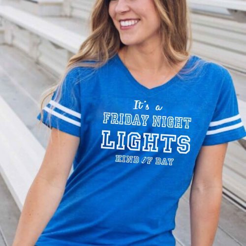 Friday night lights women's varsity tee Varsity gameday tee LAT womens varsity tee S Vintage royal/white 