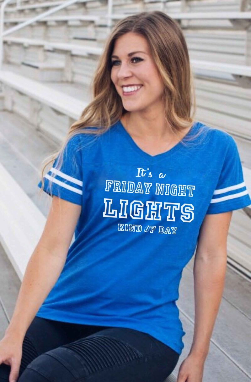 Friday night lights women's varsity tee Varsity gameday tee LAT womens varsity tee S Vintage royal/white