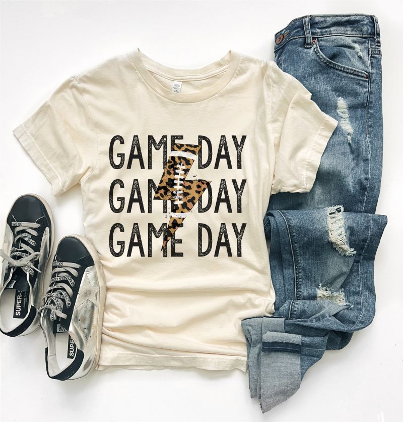 gameday football lightning bolt tee football collection bella canvas 3001 natural 446834