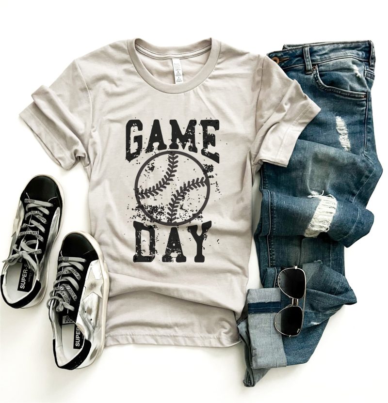 gameday grunge baseball tee short sleeve baseball tee bella canvas 3001 cool grey 707848