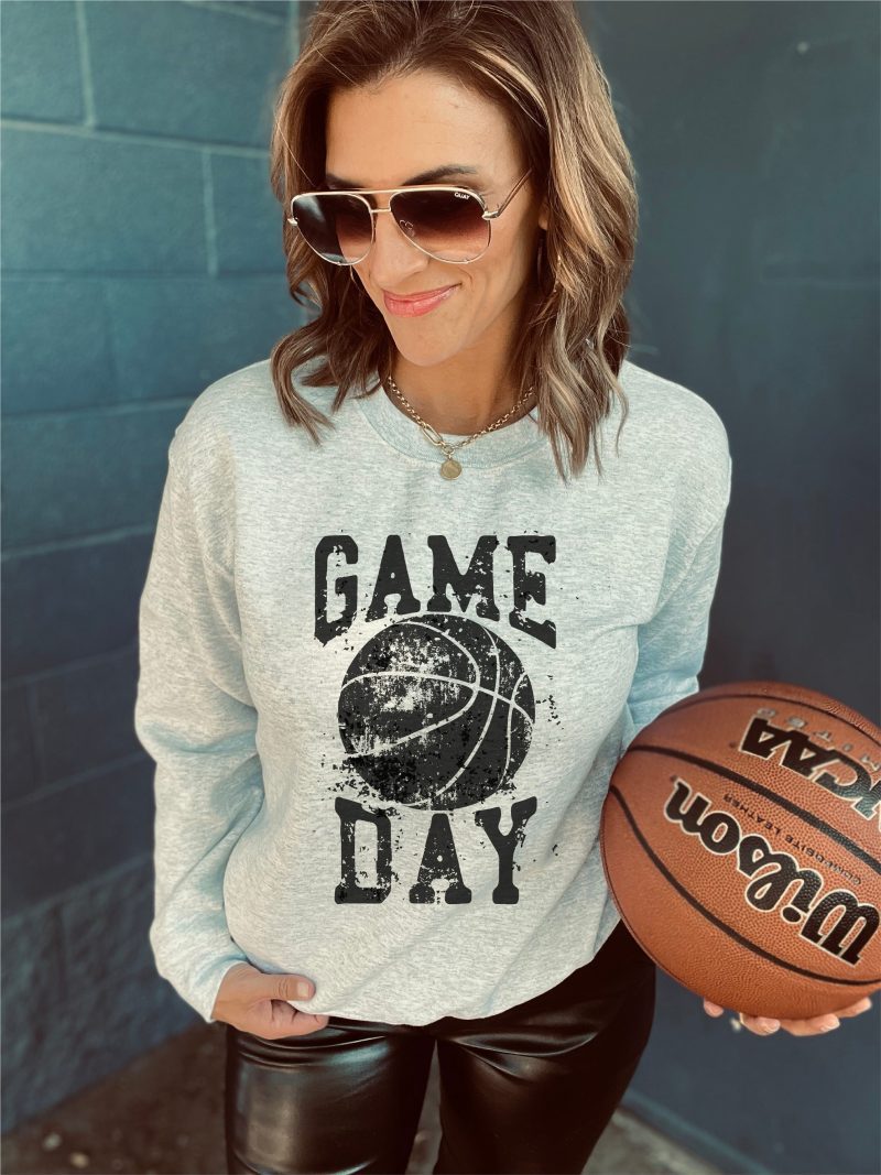 gameday grunge basketball basic sweatshirt basketball sweatshirt gildan 18000 sweatshirt 767353