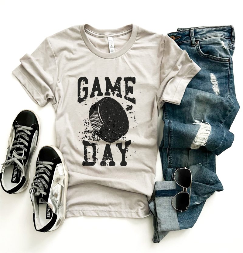 gameday grunge hockey tee short sleeve hockey tee bella canvas 3001 cool grey 533233