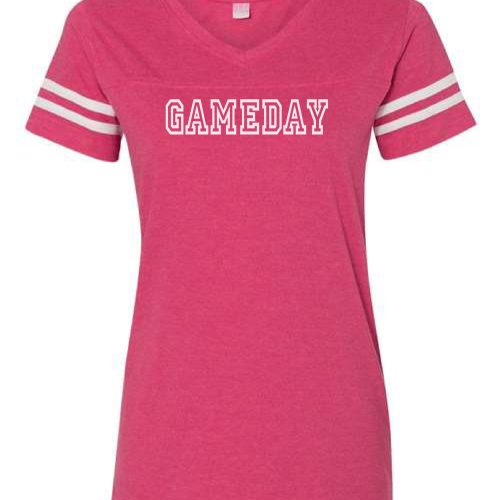 Gameday womens varsity tee Varsity gameday tee LAT womens varsity tee S Vintage hot pink/white 