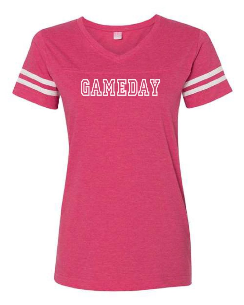 Gameday womens varsity tee Varsity gameday tee LAT womens varsity tee S Vintage hot pink/white