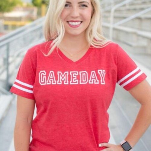 Gameday womens varsity tee Varsity gameday tee LAT womens varsity tee S Vintage red/white