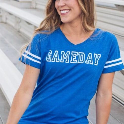 Gameday womens varsity tee Varsity gameday tee LAT womens varsity tee S Vintage royal/white 