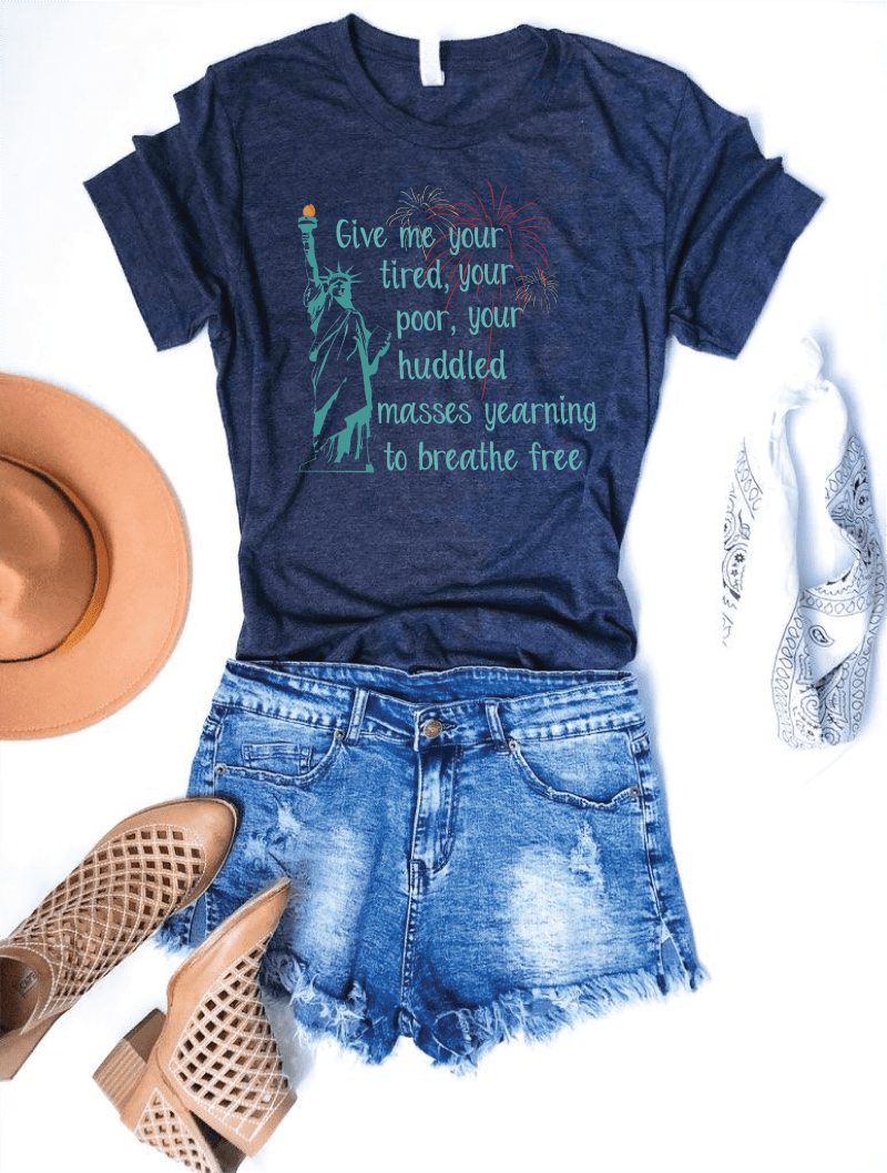 give me your tired tee short sleeve patriotic tee bella canvas 3001 159493